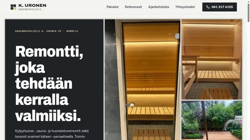 Rakennuspalvelu K. Urosen etusivu: saunaremontin kuvat